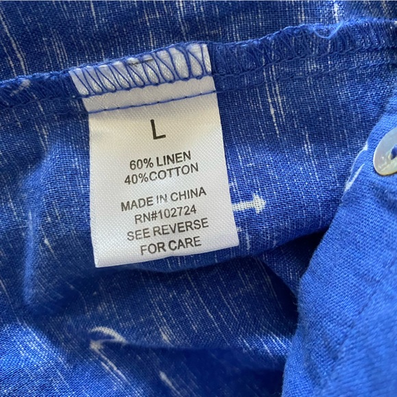 Hester & Orchard Linen Blend Anchor Print Front Tie Button Down Shirt - Picture 6 of 6